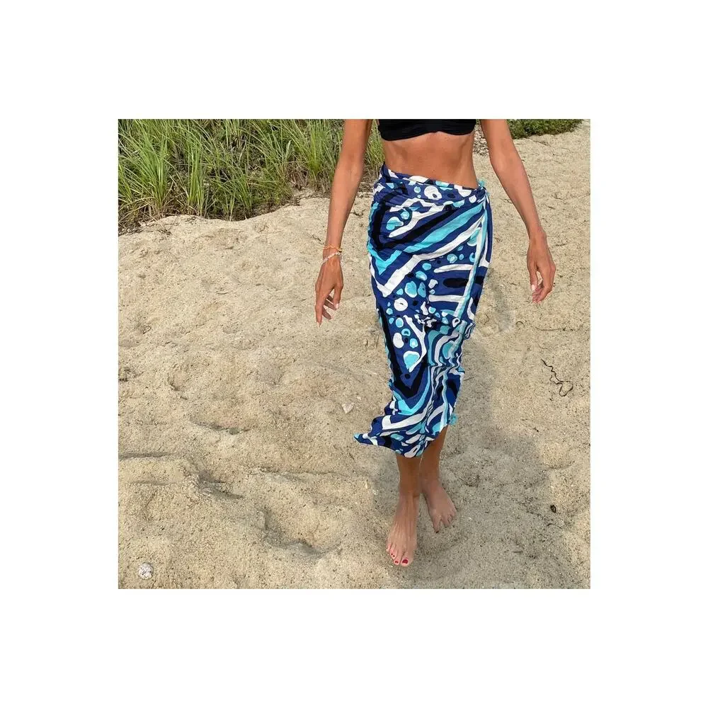 Lilibridge Bahamas Wrap Zebra Cat Blue White Sarong Scarf,Swim Cover Up